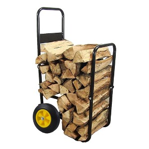 NAYSAYE Firewood Log Cart Dolly Heavy Duty Rolling Wagon with Steel Frame for Indoor and Outdoor Wood Storage, Black, 39.37"*22.83"*18.1" - 1 of 4