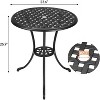 23.6Inch Patio Table with 2Inch Umbrella Hole - Outdoor Round Anti-Rust Cast Aluminum Small Coffee Bistro Table Antique Design - 2 of 4