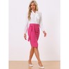 Allegra K Women's Vintage Button Decor Belted Split Front Knee Length Pencil Skirt - 2 of 4