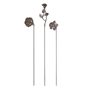 Transpac Iron Distressed Flower Y/S Set of 3 Spring Home Decorations - 1 of 1