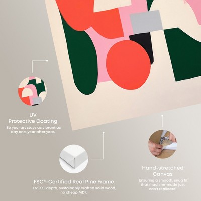 Scattered Petals Abstract Shapes Canvas Wall Art in Black Frame