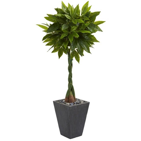 Nearly Natural Fiddle Leaf Artificial Tree In Slate Planter