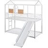 NicBex Twin over Twin Bunk Bed House Shape Loft Bed Metal Bed Frame with Full Length Guardrail, Slide and Ladder, No Box Spring Required - 3 of 4