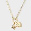 14K Gold Dipped Cubic Zirconia Puffy Heart Charm Initial Necklace - A New Day™ Gold - 2 of 4
