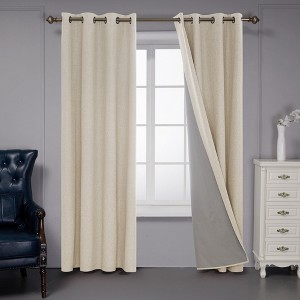 Deconovo Faux Linen Total Blackout with Coating Curtains (2 Panel) - 1 of 4