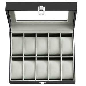SONGMICS Watch Box, 10-Slot Watch Case with Large Glass Lid, Removable Watch Pillows, Watch Box Organizer, Father's Day Gifts - 1 of 4