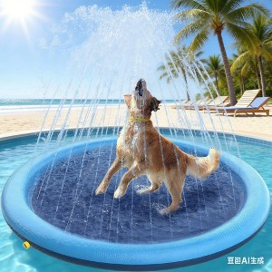 Jasonwell Splash Pad for Dogs & Kids, 51" Anti-Slip Outdoor Water Play Mat for Large Dogs, Summer Sprinkler Toy, Blue - 1 of 4
