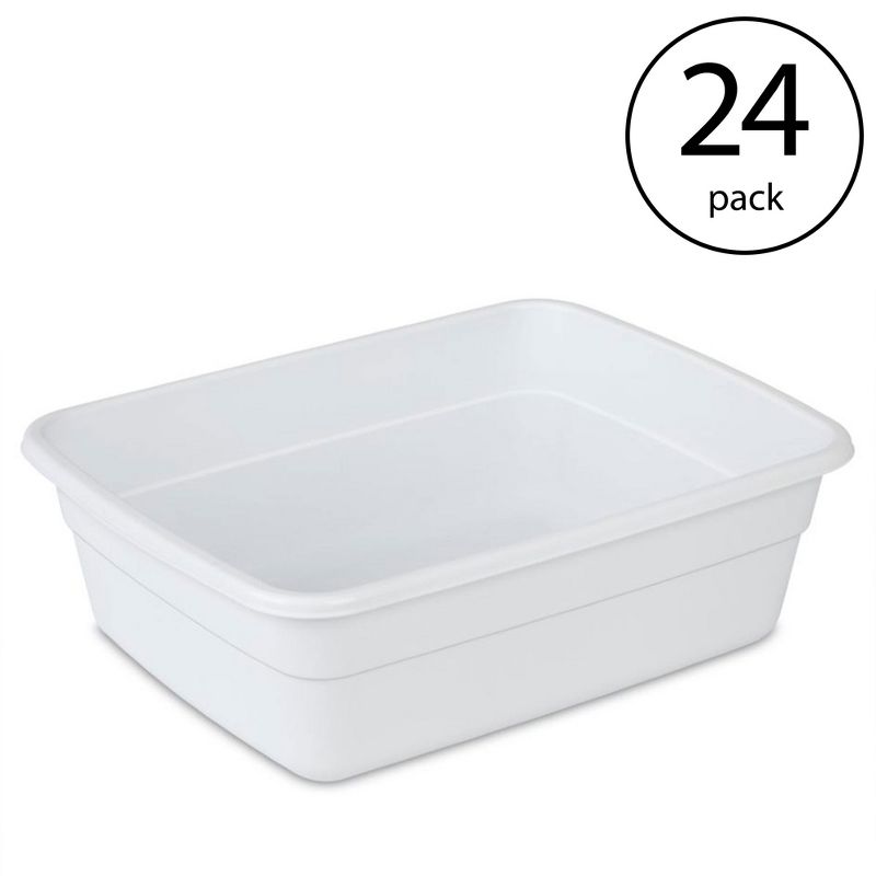 Sterilite Small Portable Rectangle Plastic Heavy Duty Reinforced Plastic 8 Qt Kitchen Dish Pan Basin Container for Dishware & Laundry, White (24 Pack), 2 of 6