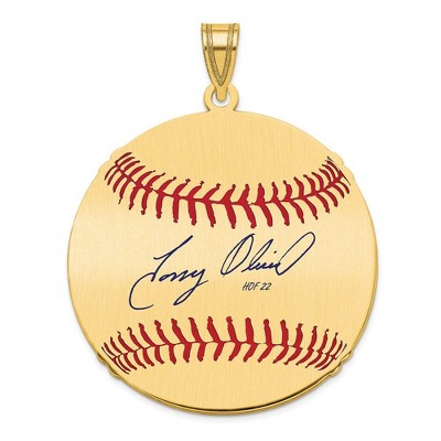 Black Bow Jewelry 14K Gold Plated Tony Oliva Signature LG Enamel Baseball Pendant