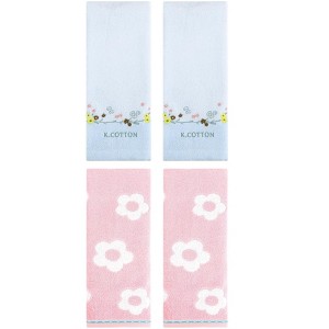 REGALWOVEN 4 Pcs Cute Floral Pattern Cotton Bathroom Soft Absorbent Hand Towel - 1 of 4