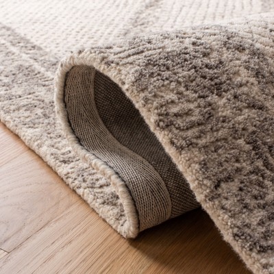 Ivory & Grey Abstract Hand-Tufted Wool Square Rug - 4' x 4'