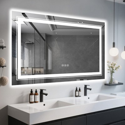GlasFlength Decorative Wall Mirrors Rectangular Small Mirror Wall Art Wall Mirror Bathroom Mirrors for Over Sink Living Room, White, 40"*24"*24"
