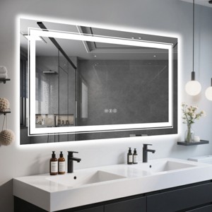GlasFlength Decorative Wall Mirrors Rectangular Small Mirror Wall Art Wall Mirror Bathroom Mirrors for Over Sink Living Room, White, 40"*24"*24" - 1 of 4