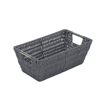 Simplify Small Rattan Vertical Weave Tote Charcoal