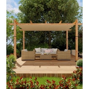 GOCAPTAIN Patio Pergola - Metal Outdoor Sun Shade Canopy with Retractable Roof for Garden Porch Backyard - 1 of 4