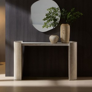 KIGFTSOD 53.15'' Faux Mars Marble Entryway Table, Narrow Modern MDF Console for Living Room, Hallway, Beige - 1 of 4