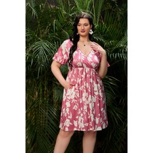 Plus Size Dress  Women'S V-Neck Printed Pocket Dress (Original Spu: Pby_0Vux) Uncompressed - 1 of 1