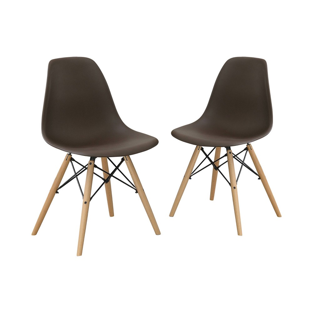 Photos - Chair 24/7 Shop At Home Set of 2 Hackney Contemporary Accent  Brown