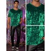 Lars Amadeus Men's Short Sleeve Crew Neck Party Velvet Tee Tops Shirts - 4 of 4