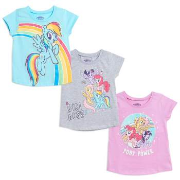 My Little Pony Little Girls 3 Pack Graphic T-Shirt Grey Blue Purple 
