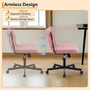 Wide Seat Desk Chair with Wheels, Criss Cross Legged Home Office Chair with Rocking Function & Adjustable Height, Comfy Swivel Armless Chair - 1 of 4