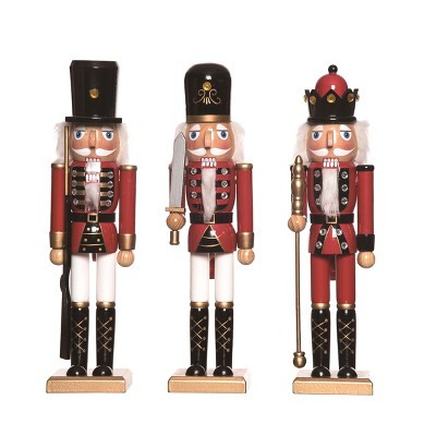 Transpac Wood Regal Nutcracker Set of 3 Christmas Home Decorations
