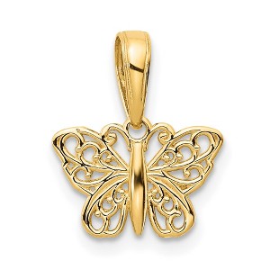 Black Bow Jewelry 14k Yellow Gold Polished Filigree Butterfly Pendant, 12mm - 1 of 4