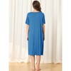 cheibear Women's Nightgown Button Down Short Sleeve Soft Modal Loose Pajama Sleepshirt - 4 of 4