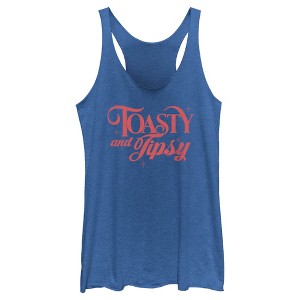 Women's Lost Gods Toasty and Tipsy Distressed Racerback Tank Top - 1 of 4