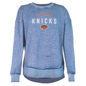 NBA New York Knicks Women's Burnout Crew Neck Fleece Sweatshirt - 1 of 4
