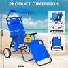DoCred Folding Beach Chair with Canopy & Wheels, Reclining Lounge Chair Cart for Camping, Tailgates & Fishing - 2 of 4
