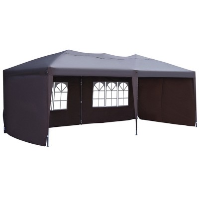 Outsunny 10' x 20' Gazebo Canopy Party Tent 4 Removable Window Side Walls White 