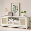 Jojoka Rattan TV Stand for 65 Inch TV with Storage 2 Doors 2 Drawers Rustic Wood Console Table - 2 of 4