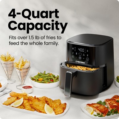 Chefman 4 Quart Black Digital Touch Air Fryer with Nonstick Basket