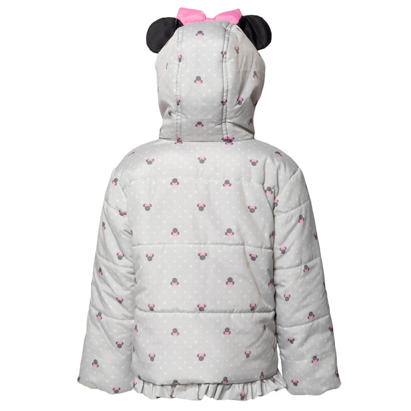 Disney Minnie Mouse Girls Winter Coat Puffer Jacket Little Kid, 3 of 8