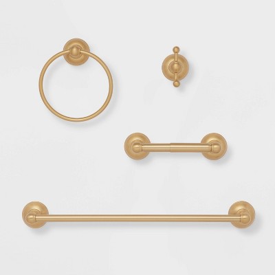 4pc Classic Bath Hardware Set Golden Brass - Threshold™