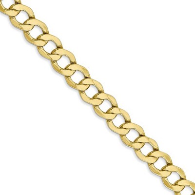 Black Bow Jewelry Men's 6.5mm, 10k Yellow Gold Hollow Curb Link Chain Necklace