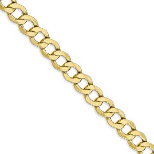 Black Bow Jewelry Men's 6.5mm, 10k Yellow Gold Hollow Curb Link Chain Necklace - 1 of 4