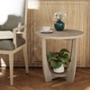 JIONJOY Farmhouse End Table with Lower Shelf   - Rustic Round Side Table for Living Room - 4 of 4