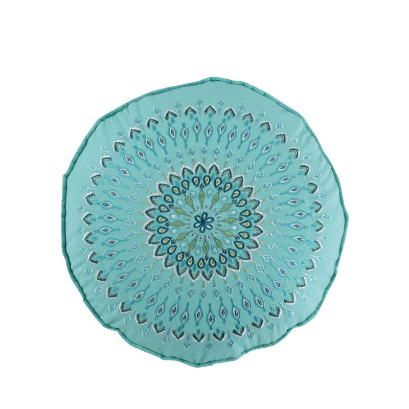 Mirage Teal Embroidered Round Pillow - Levtex Home, 1 of 2