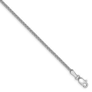 Black Bow Jewelry 1.65mm, 14k White Gold, Solid Spiga Chain Anklet - 1 of 4