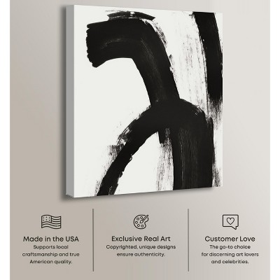 Modern Black and White Abstract Canvas Wall Art, 16" x 20"
