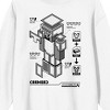 Minecraft Diamond Armor Monochrome Diagram Adult White Crew Neck Long Sleeve Sweatshirt - 2 of 3
