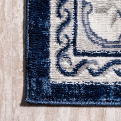 Rosalia Ivory and Navy Medallion 3x5 Area Rug