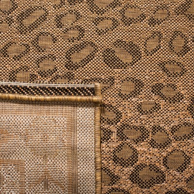 Natural and Gold 4' Square Synthetic Indoor/Outdoor Area Rug