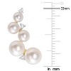 EVERLY JEWELRY | Yellow Plated Sterling Silver 1/4 CT TGW White Topaz & Cultured Freshwater Pearl Fashion Post Earrings - 2 of 4