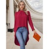 INSPIRE CHIC Women's High Low Long Sleeve Back Keyhole Round Neck Asymmetrical Hem Dressy Casual Blouse - 3 of 4