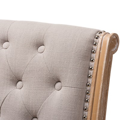 Beige Upholstered High Back Weathered Oak Side Chair