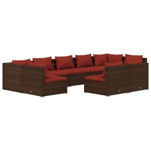vidaXL Garden Lounge Set Brown PE rattan, powder-coated steel, plastic - 1 of 4