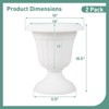 Costway 18 inch Tall Vintage Planters Set of 2/4 with Pedestal Base & Pre-marked Drain Hole Bronze/White - 3 of 4